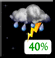 Tonight: A chance of showers and thunderstorms. Mostly cloudy, with a low around 63. South southwest wind 3 to 5 mph. Chance of precipitation is 40%. Tonight: A chance of showers and thunderstorms. Mostly cloudy, with a low around 63. South southwest wind 3 to 5 mph. Chance of precipitation is 40%.
